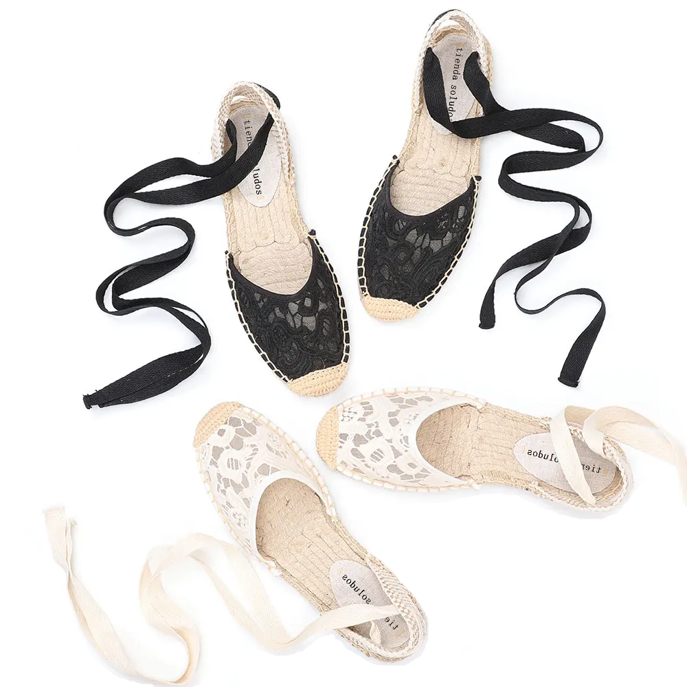 lace espadrilles color white size 9 for women