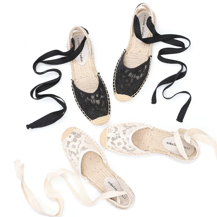lace espadrilles color white size 9 for women