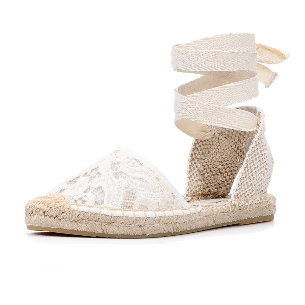 lace up espadrilles color white size 5 for women