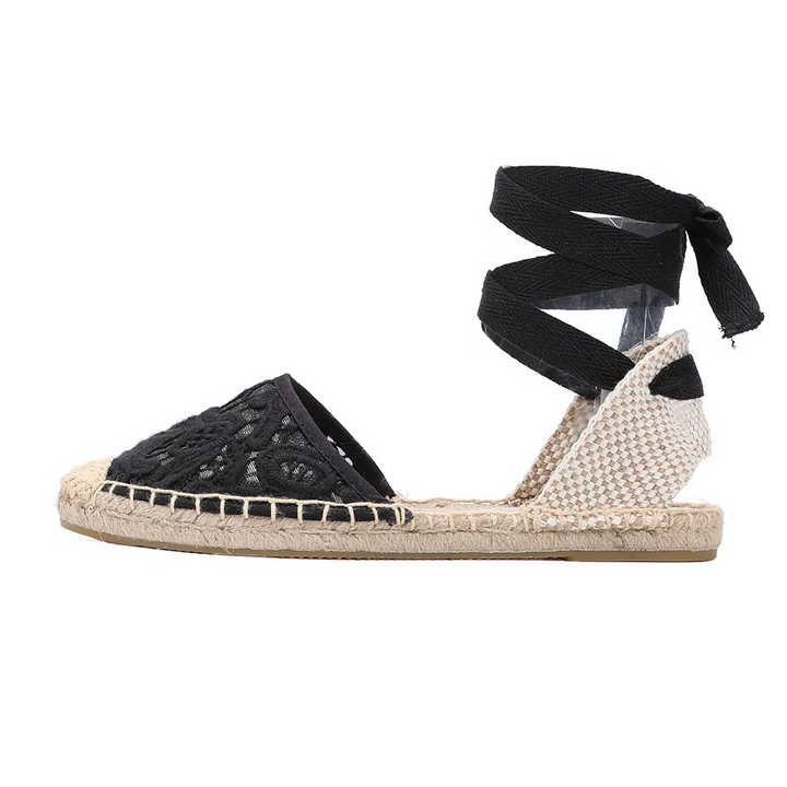flats espadrilles color black size 6 for women