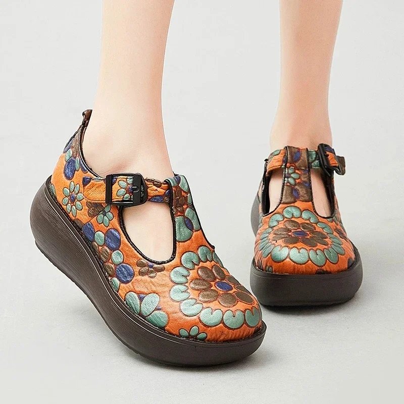 comfortable platform shoes color brown size 7 for women