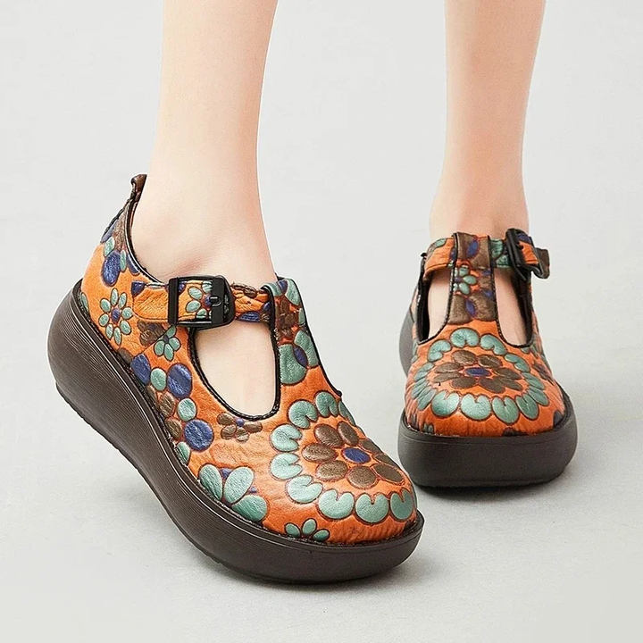 comfortable platform shoes color brown size 7 for women