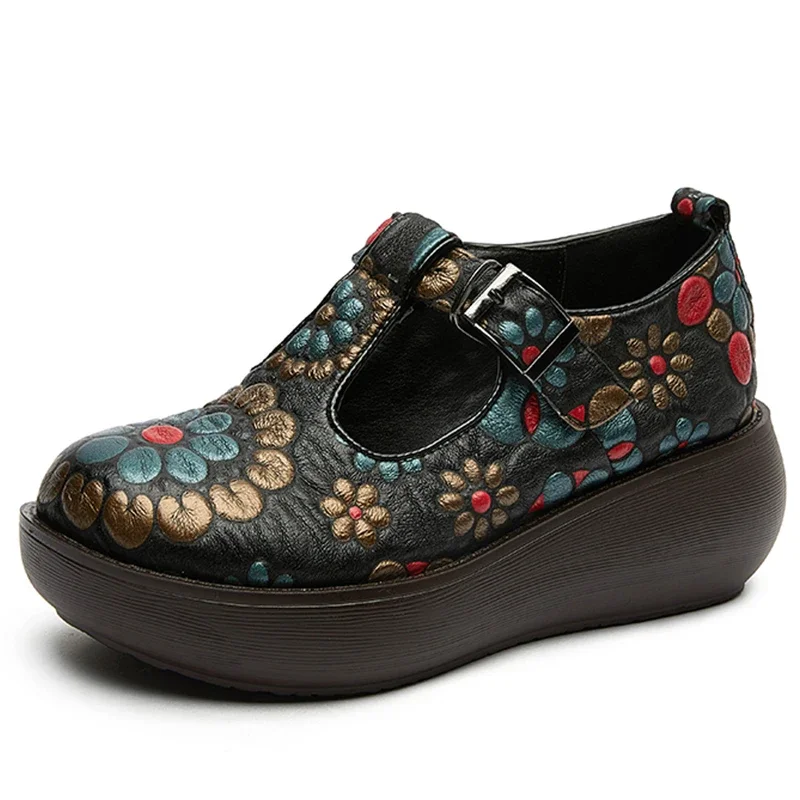 floral platform shoes color black size 6 for women