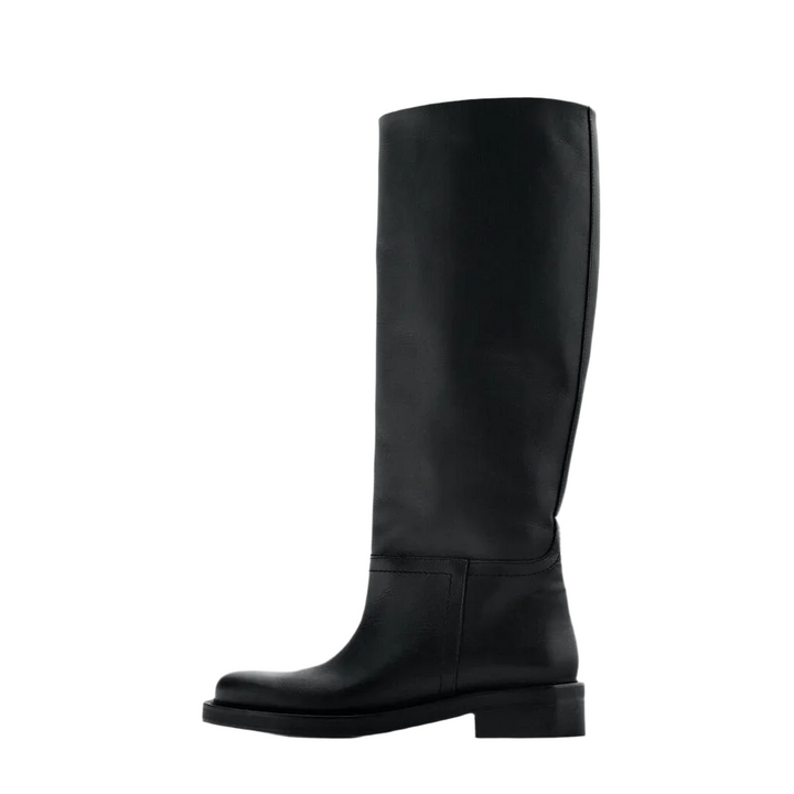 leather boots color black size 5 for women