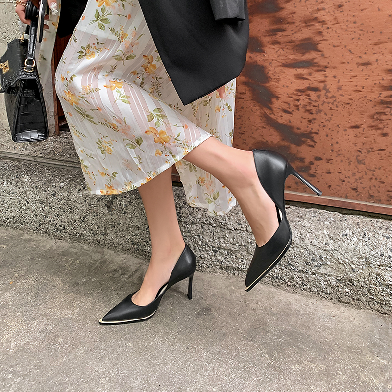 thin high heel pumps color black size 7.5 for women