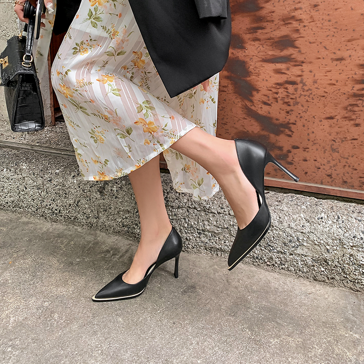 thin high heel pumps color black size 7.5 for women