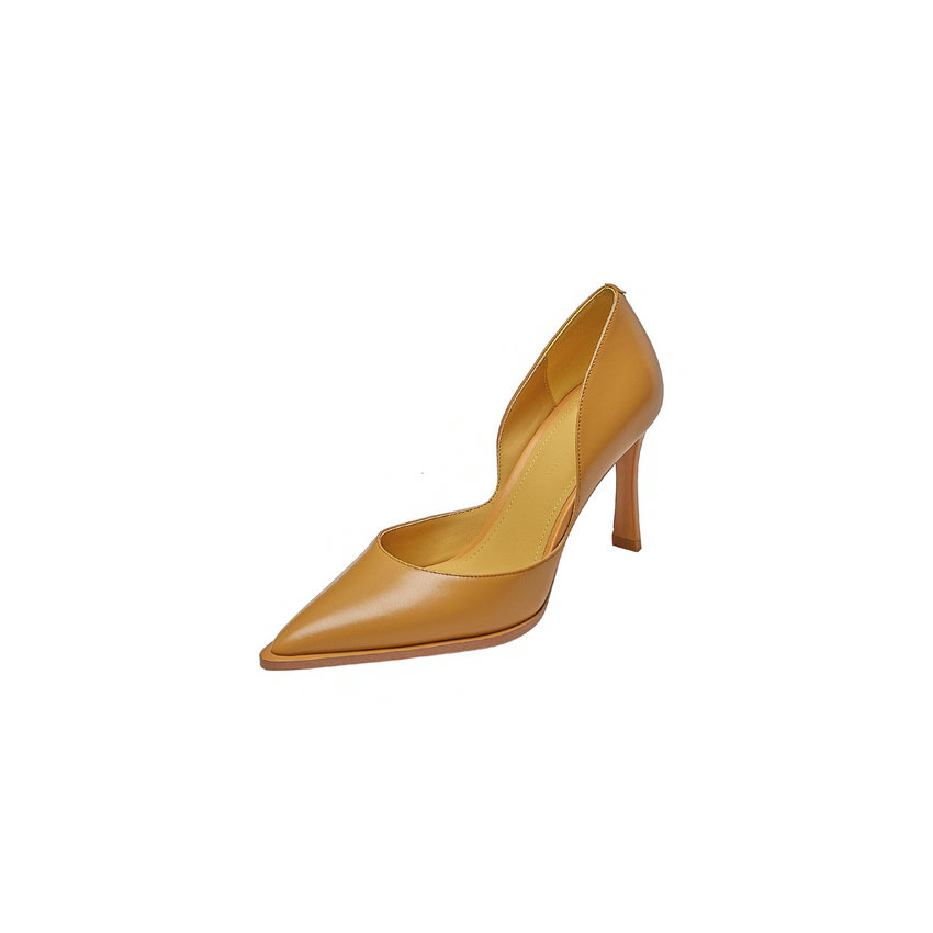 leather pumps color yellow size 5 for women 