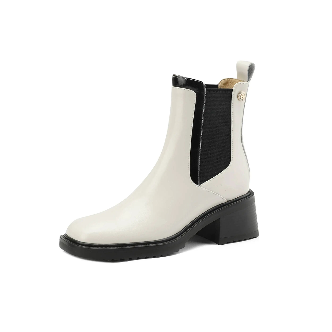leather ankle boots color white size 6 for women
