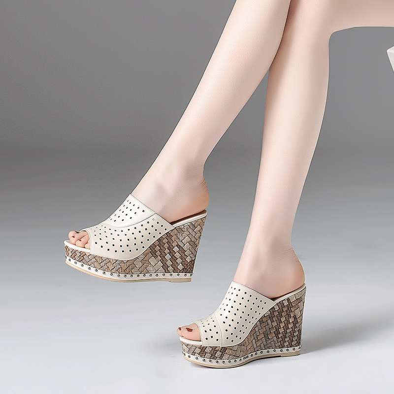 party wedges color beige size 8.5 for women