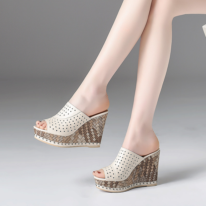 party wedges color beige size 8.5 for women