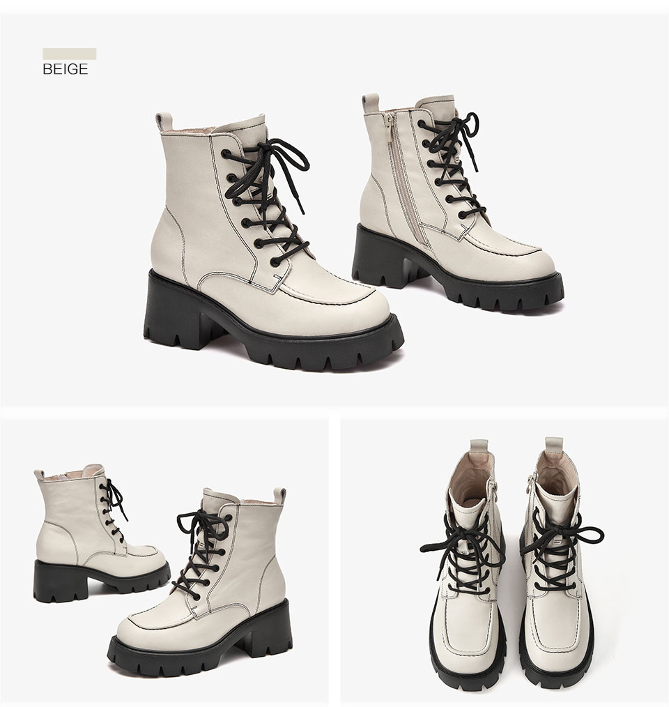 leather boots color beige size 6.5 for women