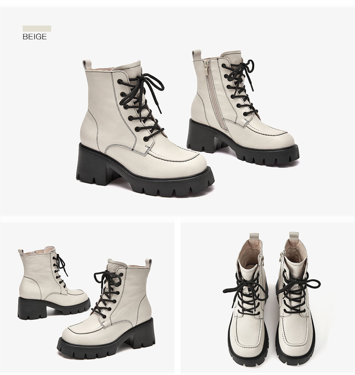 leather boots color beige size 6.5 for women