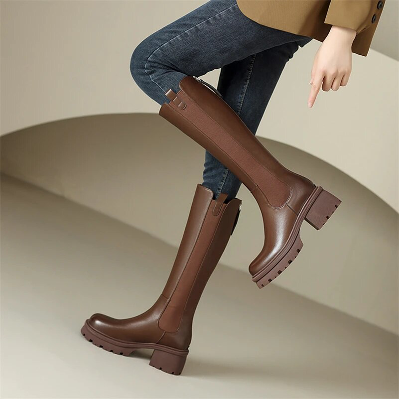 leather boots color brown size 6 for women