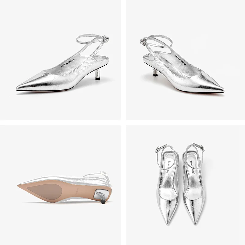 buckle strap sandals color silver size 7.5 for women 