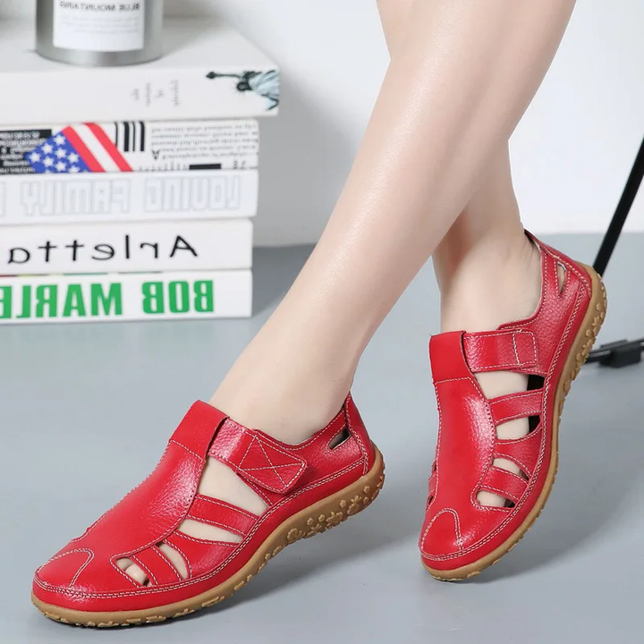 soft sandals color red size 9 for women
