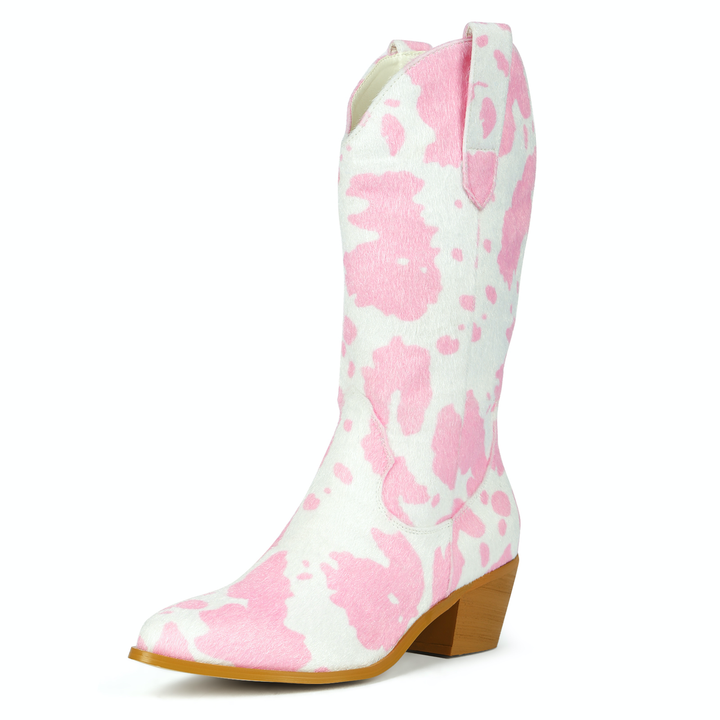 leather western boots color pink size 8 for women