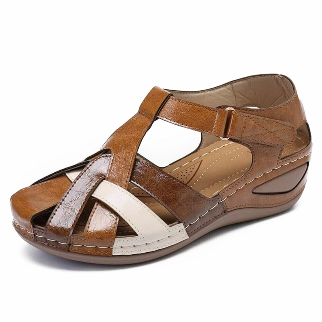 leather sandal color brown size 6 for women