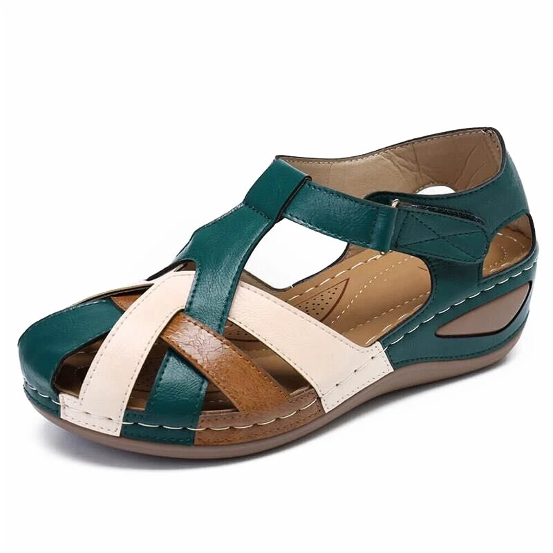 close toe sandal color green size 5 for women