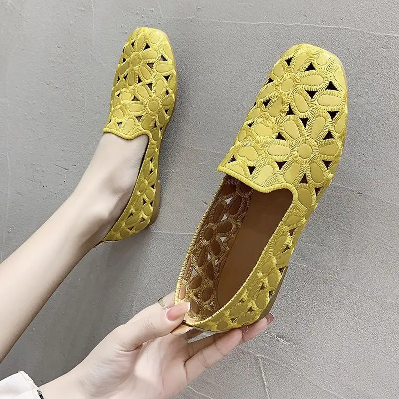 comfortable loafer shoes color yellow size 6 for women