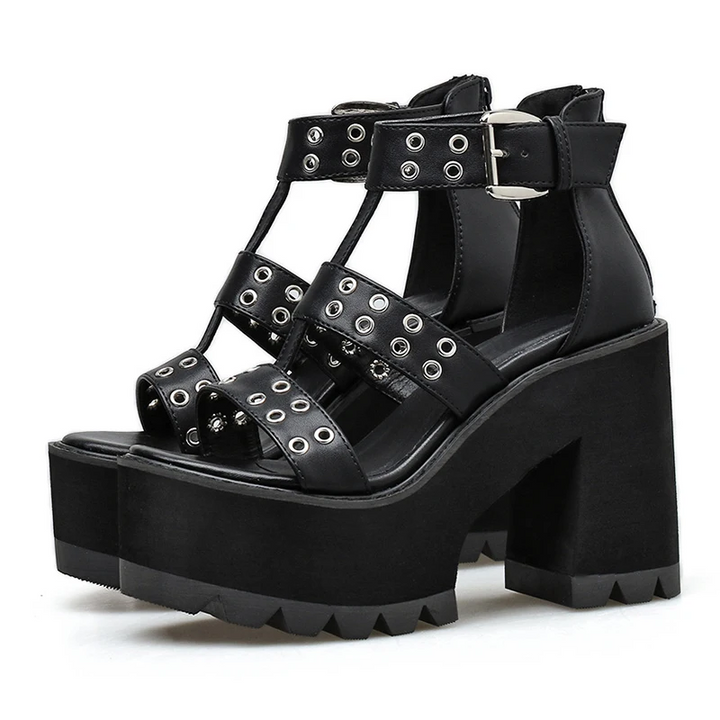 gothic sandal color black size 6 for women