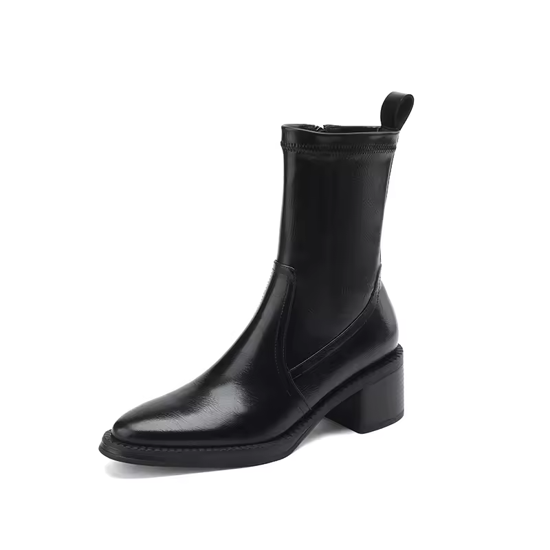 leather boots color black size 5 for women