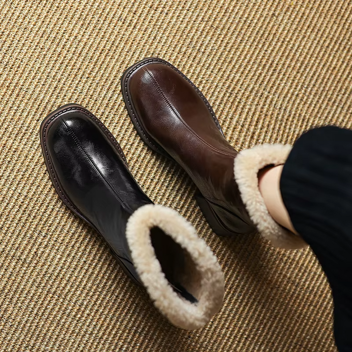 round toe winter boots color black size 6 for women