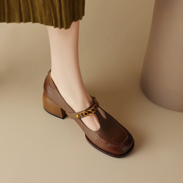 square toe pumps color brown size 8 for women