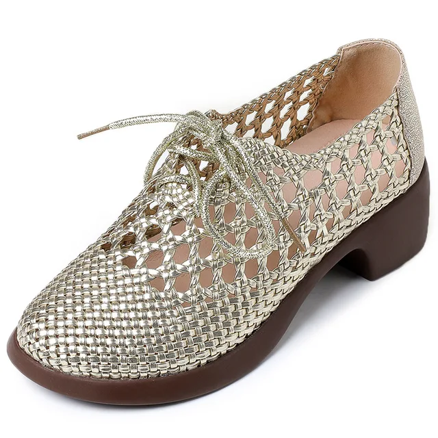 round toe sandals color gold size 5.5 for women