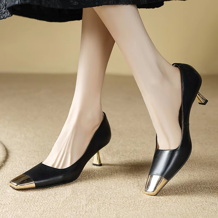metal pointed pumps color black size 7.5 for women