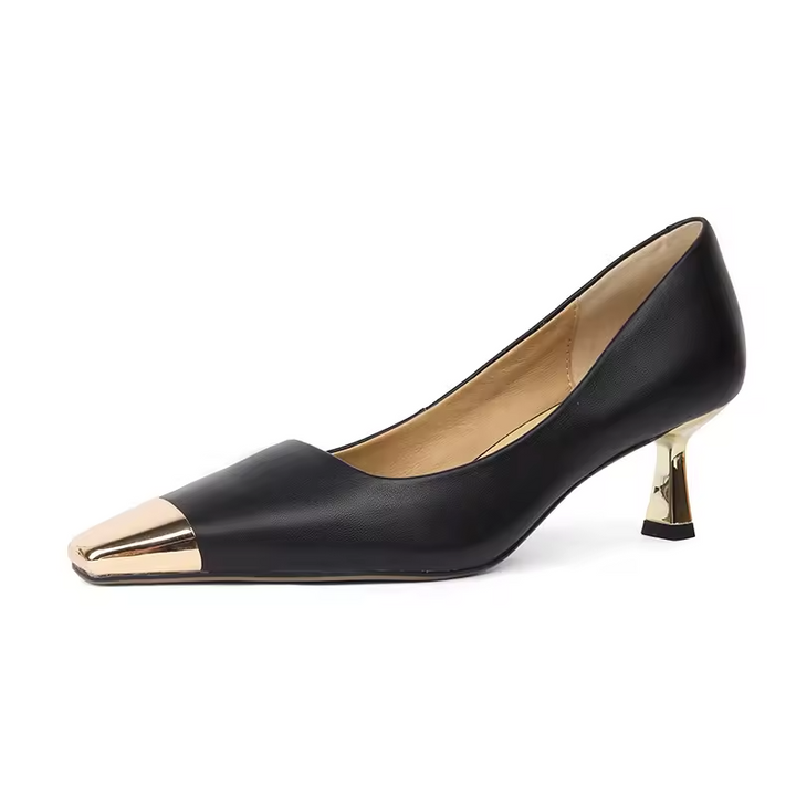 leather pumps color black size 5 for women