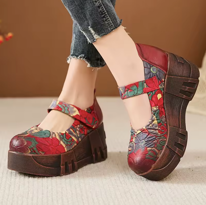 USS Shoes Elsa Women's Leather Platform Wedge Heel Pumps