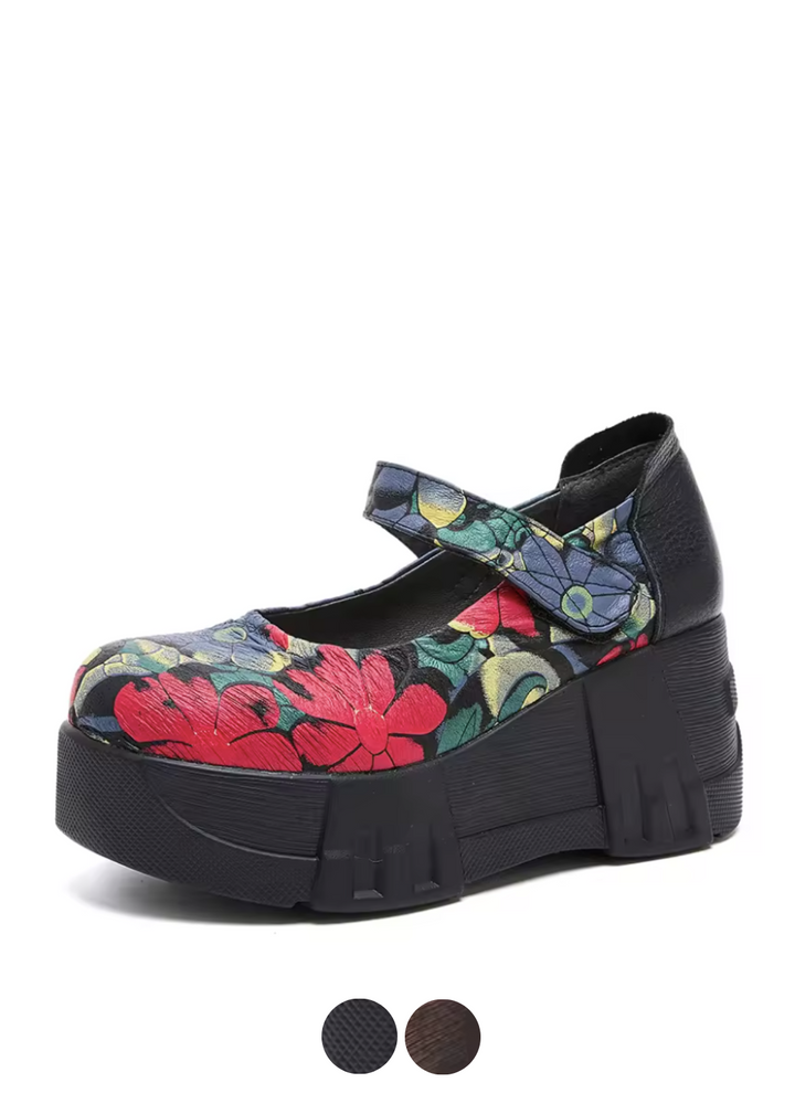 USS Shoes Elsa Women's Leather Platform Wedge Heel Pumps