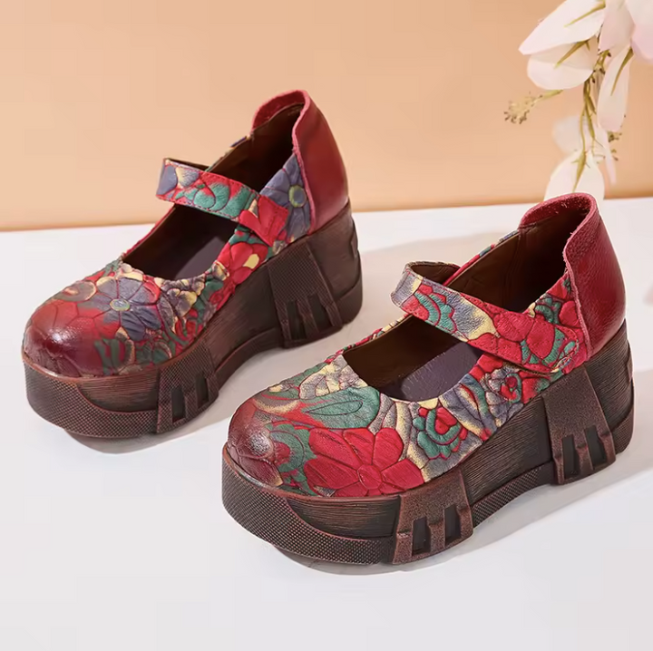 USS Shoes Elsa Women's Leather Platform Wedge Heel Pumps