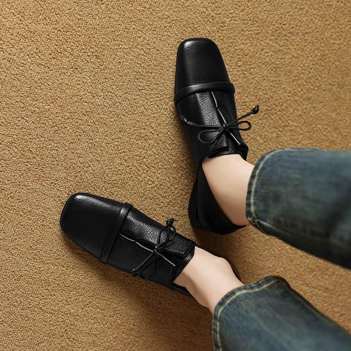 square toe loafers color black size 7 for women