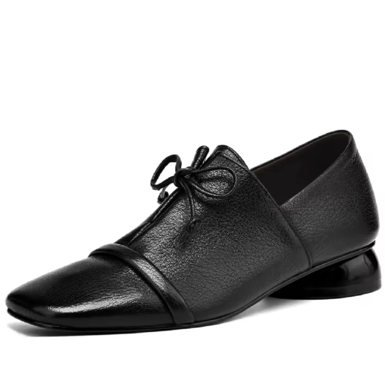 leather loafers color black size 5 for women