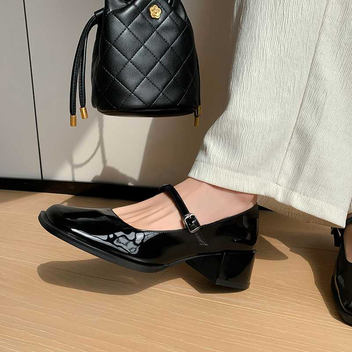 square toe pumps shoes color black size 7 for women