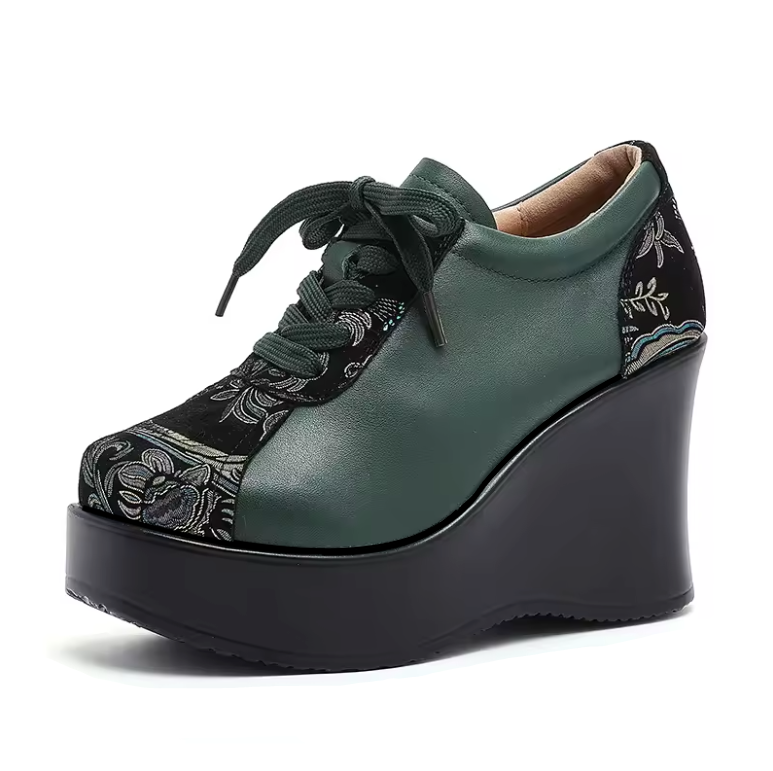 USS Shoes Elsy Women's Leather Wedge Platform Shoes