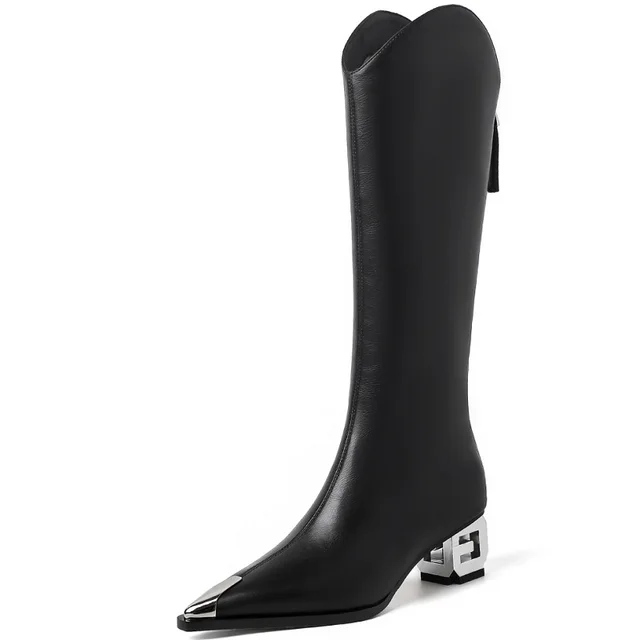 pointed toe boots color black size 5 for women