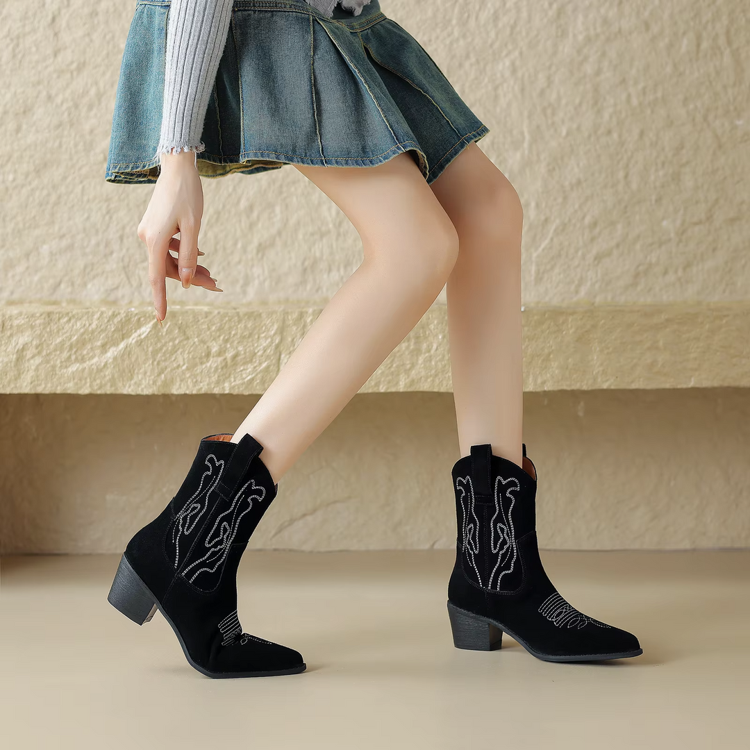 western boots color black size 8 for women
