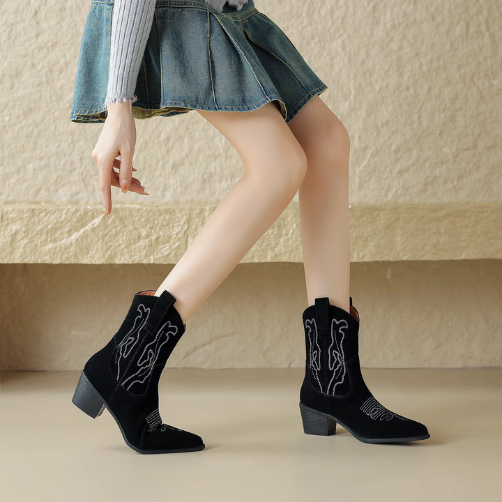western boots color black size 8 for women