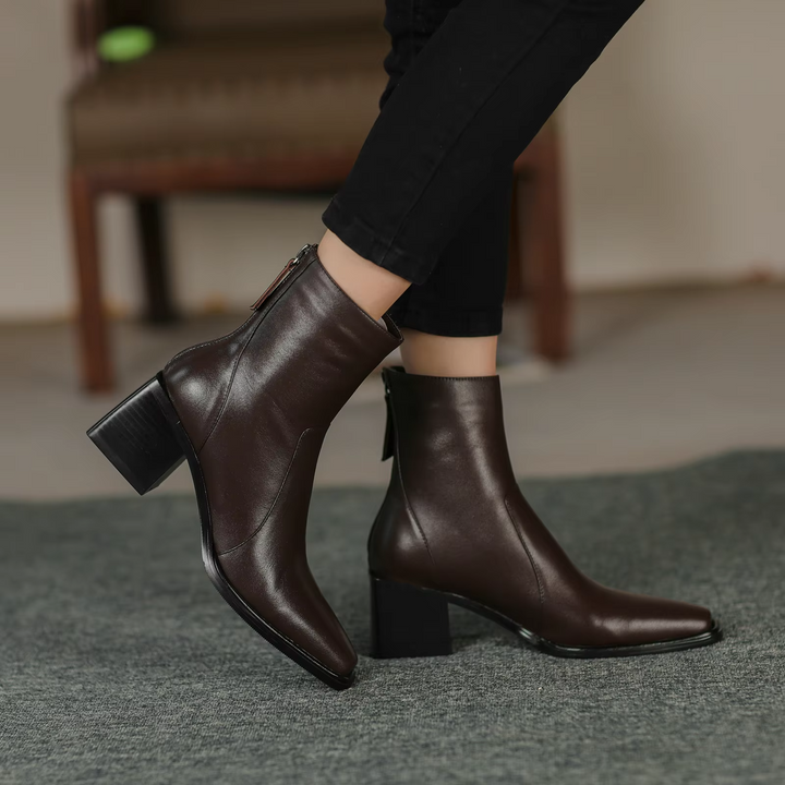 square heel boots color brown size 6 for women