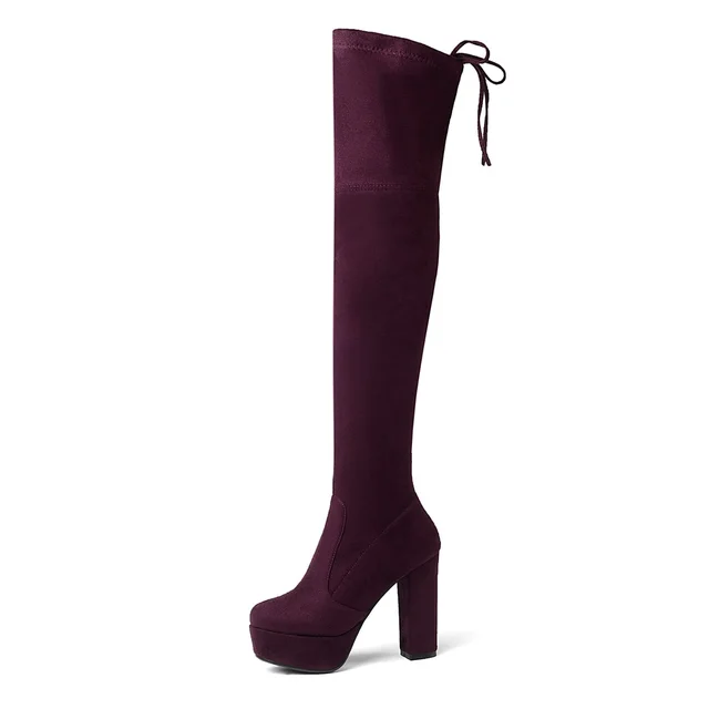 square heel boots color wine size 8 for women