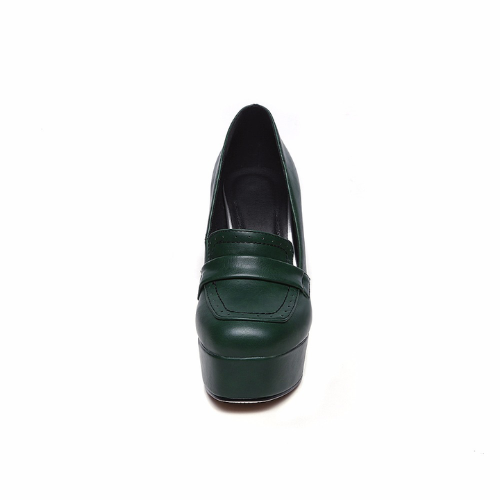 square toe heel pumps shoes color green size 7.5 for women
