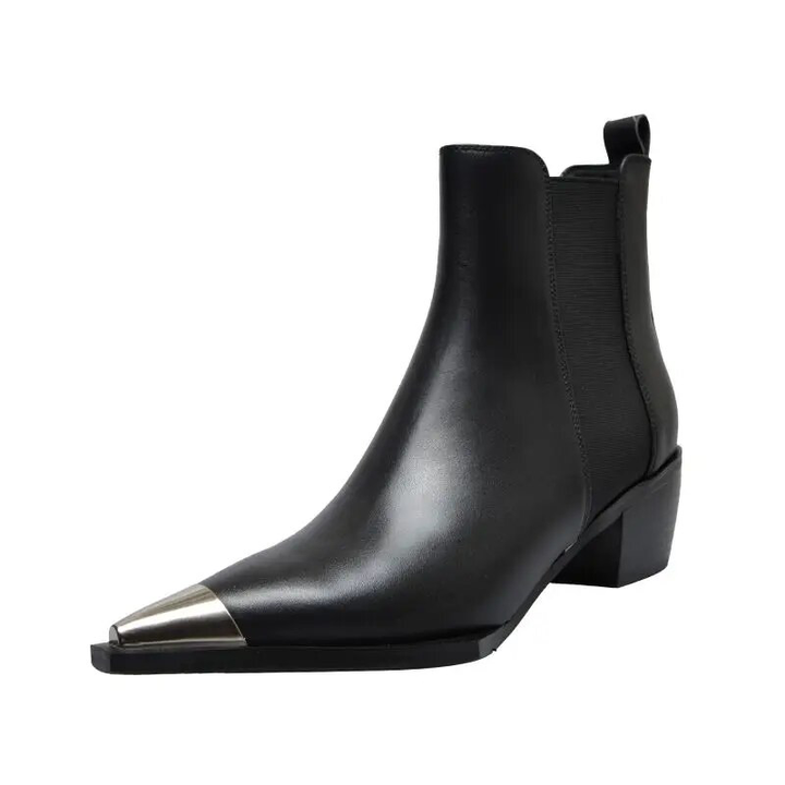 leather boots color black size 5 for women