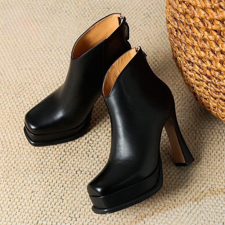 platform ankle boots color black size 7 for women