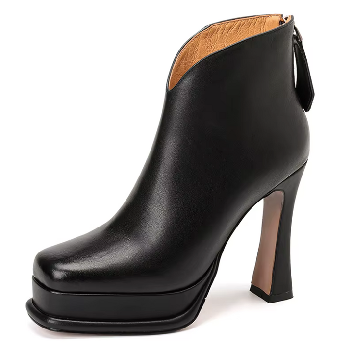 leather ankle boots color black size 5 for women