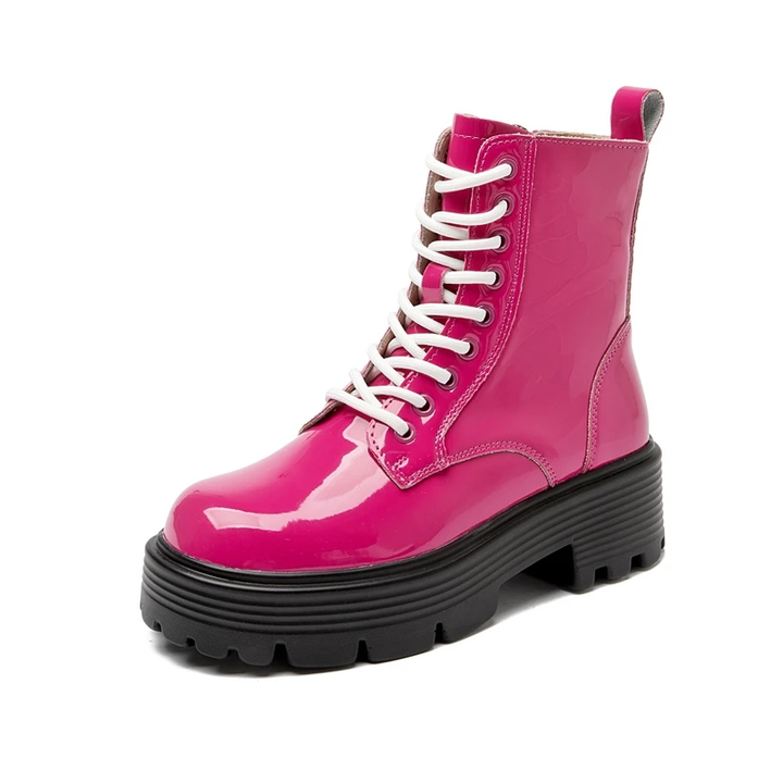 lace up boots color pink size 6.5 for women
