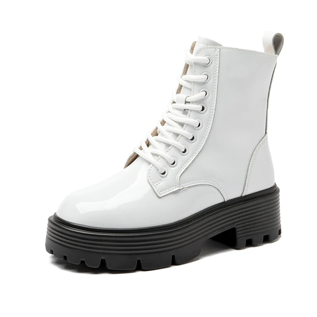 leather patent boots color white size 5.5 for women