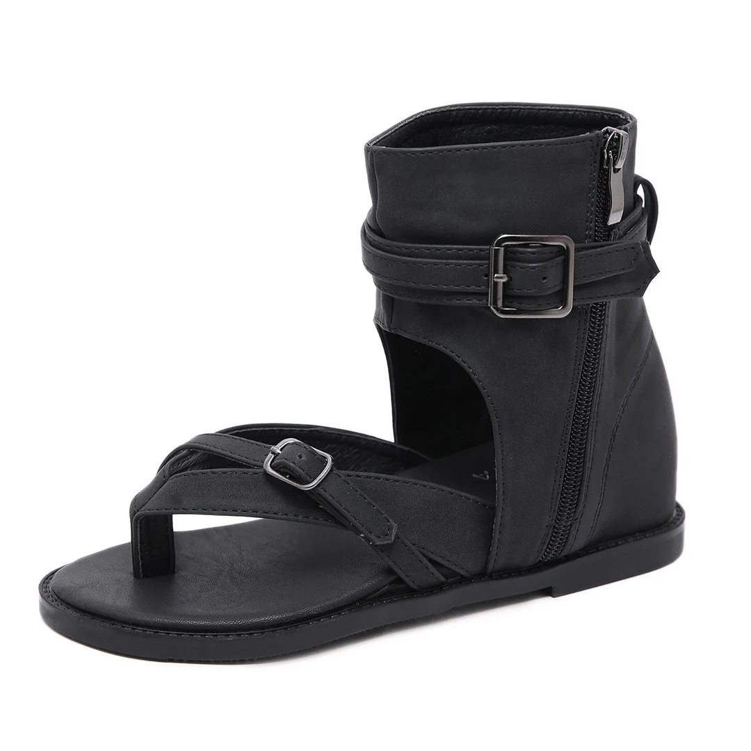 zipper sandals color black size 5 for women