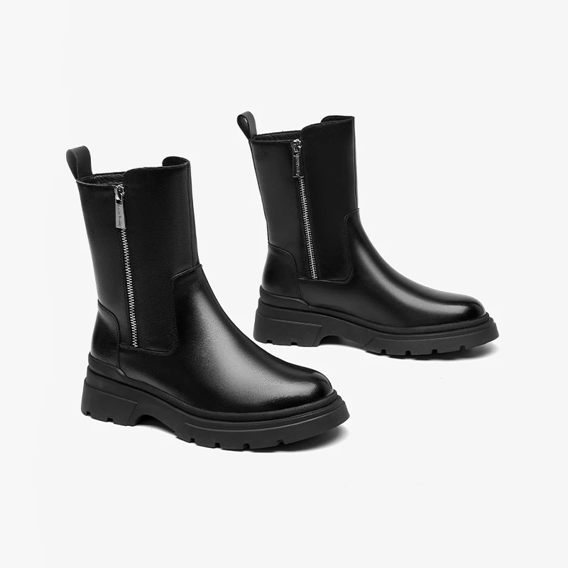 zipper boots color black size 8 for women